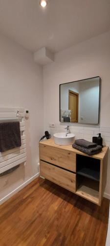 ein Badezimmer mit Waschbecken und Spiegel in der Unterkunft "Ô Tour's Angels" RABELAIS in Tours