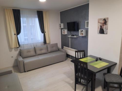 a living room with a couch and a table at Studio Sanja in Soko Banja