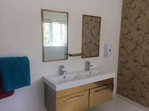 a bathroom with a sink and a mirror at The Rose on Fairway in Durban