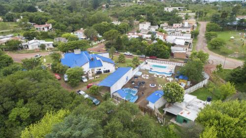 an aerial view of a small town with a building at Casitas de Norma in Embalse