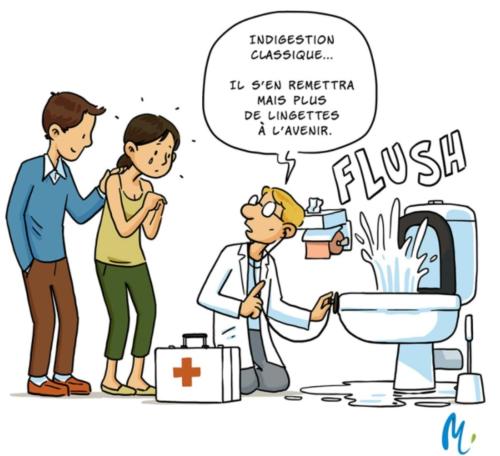 an illustration of a man in a bathroom with a patient at Les Terrasses Levantines in Île du Levant