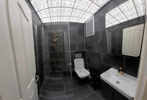 a bathroom with a toilet and a sink at Vacation Apartment Апартаменты в Алании in Mahmutlar