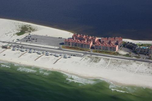 an aerial view of a resort on the beach at Beautiful Beach Condo in Pensacola Beach