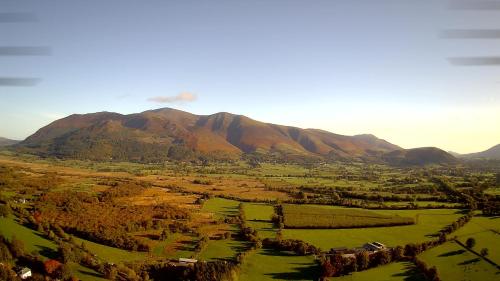 an aerial view of a valley with a mountain at Fern Howe Guest House in Keswick