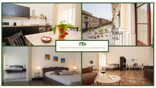 un collage di foto di un soggiorno e di una casa di Homes4Holidays - Teatro Massimo a Catania