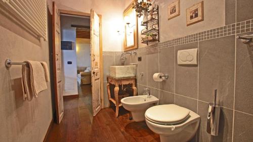 a bathroom with a toilet and a sink at L'Ormasso in Pieve Fosciana