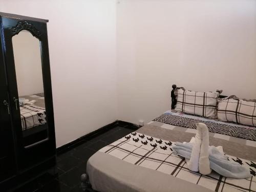 a bedroom with a bed and a mirror at Reviva Residence in Blue Bay