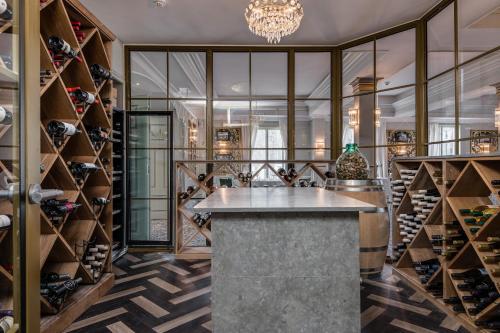 a wine tasting room with a large wine cellar at Söderköpings Brunn in Söderköping