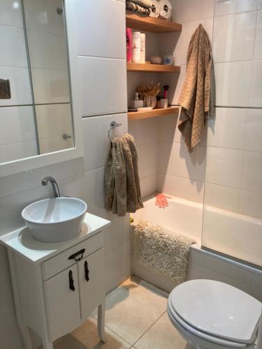 マル・デル・プラタにあるDepartamento en PLAYA GRANDEのバスルーム(洗面台、トイレ、シャワー付)