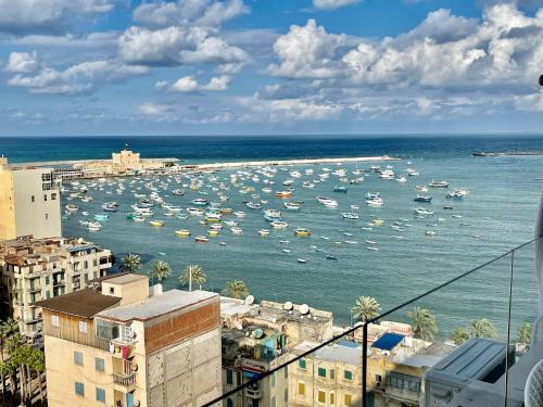a view of a harbor with boats in the water at SEA VIEW PARADISE 2 in Alexandria