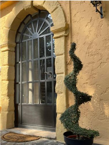 drzwi do budynku z rośliną obok w obiekcie Villa Maria w mieście San Pietro in Cariano