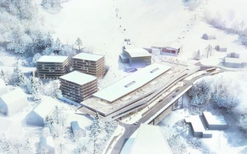 an architectural rendering of a building in the snow at Ferienwohnung Stenna Allegra in Flims