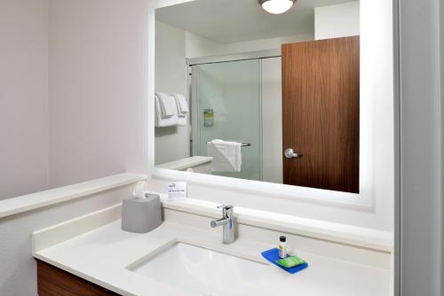 a bathroom with a sink and a mirror at Holiday Inn Express Orlando - South Park, an IHG Hotel in Orlando
