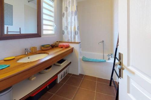 a bathroom with a sink and a bath tub at ilococo in Sainte-Anne