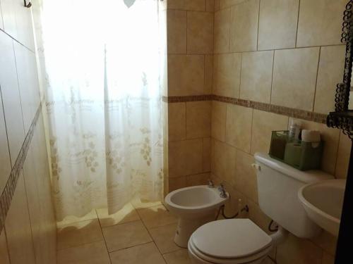 a bathroom with a toilet and a sink at Departamento 2 ambientes para 4 personas in San Isidro