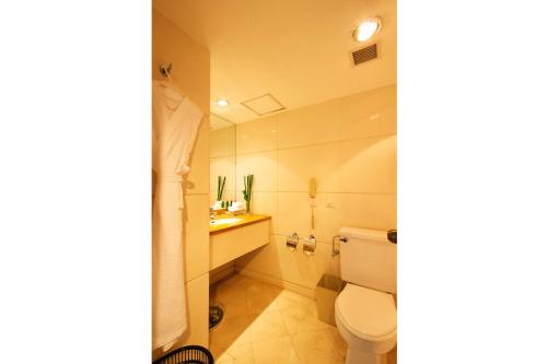 a bathroom with a toilet and a sink at Guo Ji Yi Yuan Hotel in Beijing