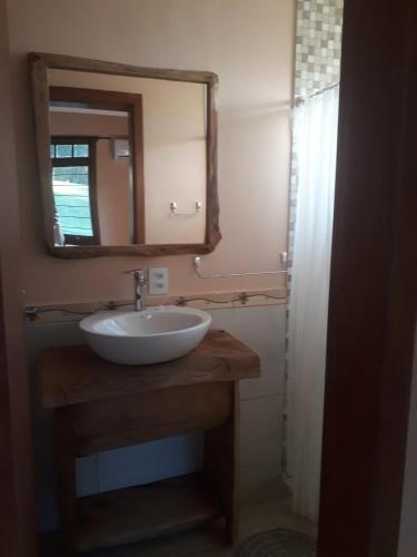 a bathroom with a sink and a mirror at PARADOURO BOCA DA SERRA in São Francisco de Paula