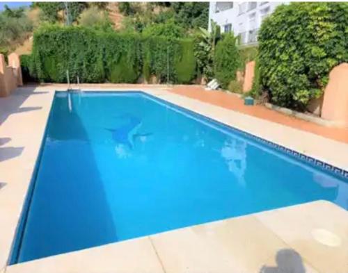 une grande piscine d'eau bleue dans l'établissement Precioso apartamento en complejo residencial., à Alcaucín