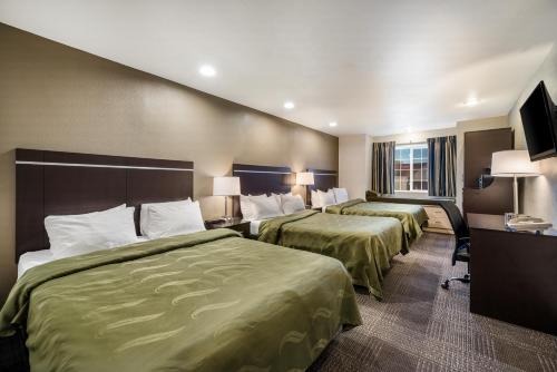 a hotel room with two beds and a television at Quality Inn & Suites near NAS Fallon in Fallon