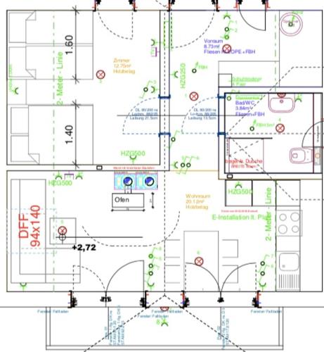 un dibujo de un plan de un edificio en Talhuette App.1 Lachtal 542, en Murau