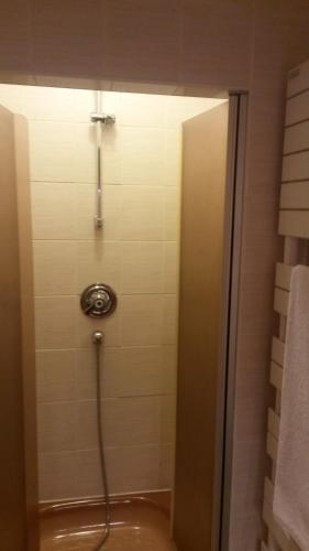 une douche avec un tuyau dans une salle de bain dans l'établissement la Maison d'Arbouet, à Nanteuil-la-Fosse