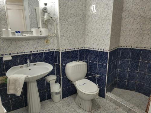 a bathroom with a toilet and a sink at Hali Hotel in Istanbul