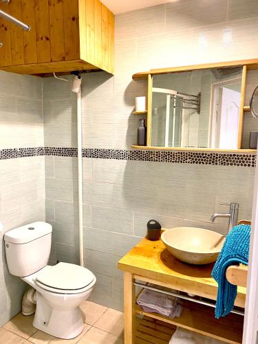 a bathroom with a toilet and a sink at Petit Cocon cosy au cœur du village d'Allauch in Allauch
