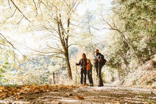 a man and a woman walking down a dirt road at Almhaus Rinner in Greith