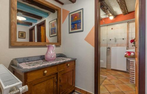 a bathroom with a pink vase sitting on a counter at Villa Marko in Buje