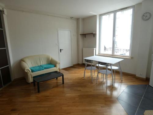 ein Wohnzimmer mit Sofa und Tisch in der Unterkunft Appartement Charmant, quartier calme in Nancy