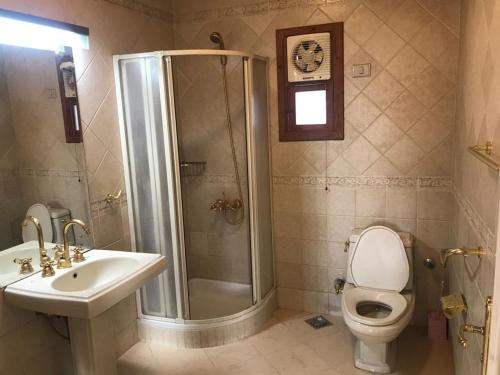 A bathroom at East Luxor Apartments with Nile views