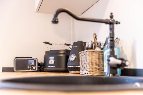 Dapur atau dapur kecil di Zentral in Coburg: Exklusive Stadtwohnung – ideal für Gruppen