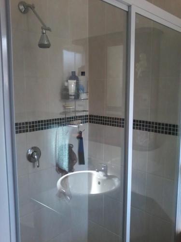 a bathroom with a sink and a shower at Genie's Nest 4 in Pretoria