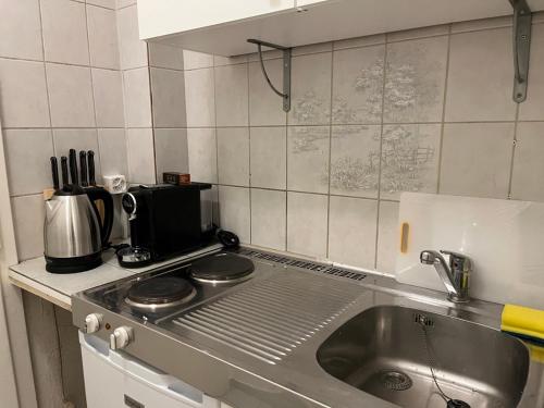 a kitchen with a sink and a counter top at Gare-20-1 in Lausanne