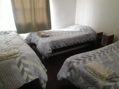 a room with two twin beds in a room at deptos temporarios carlos y yanina in Santa Fe