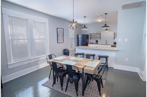 a kitchen and dining room with a table and chairs at Wonderful 3 BR 2 BA Near Downtown in San Antonio