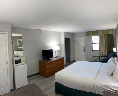 um quarto de hotel com uma cama e uma televisão em La Quinta Inn by Wyndham Tyler em Tyler