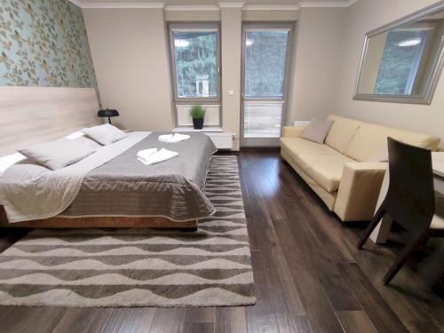 Útulné studio s balkónem a možností wellness