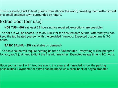a page of a webpage with a screenshot of a document at Elva Majutus - Puhkemaja - Hot Tub l Sauna l BBQ in Elva