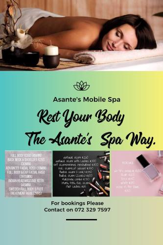 a flyer for a spa with a woman in a spa tub at Asante’s Guest House in Calcutta