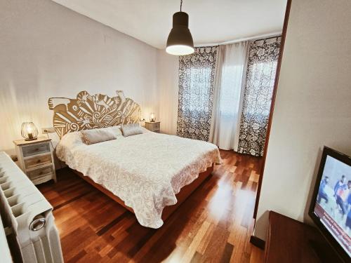 a bedroom with a bed and a tv in it at Agora Apartments in Lleida