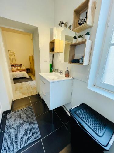 Kuchyň nebo kuchyňský kout v ubytování L'appartement du Temple à Vienne