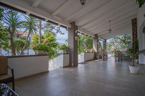 an indoor patio with potted plants in a building at B&B Le Muse in Mondello