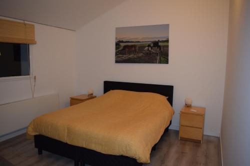 a bedroom with a bed and a painting on the wall at Bed & breakfast Achter ons huis in Berlicum