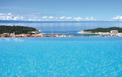 an aerial view of a large body of water at Luxury villa with heated pool, jacuzzi and sauna in Makarska