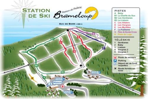 une carte de la station de sports d'hiver prévue dans l'établissement Saint geniez d'olt Jolie t2 aménagée et équipée village goelia 2 piscines chauffées, à Saint-Geniez-dʼOlt