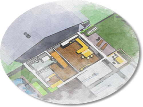 a drawing of a floor plan of a building at Ferienhaus Birkenweg Oberstdorf in Oberstdorf