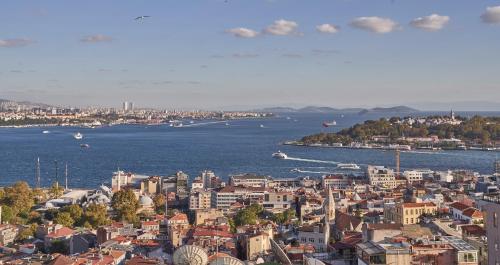 an aerial view of a city and a body of water at Richmond Istanbul in Istanbul