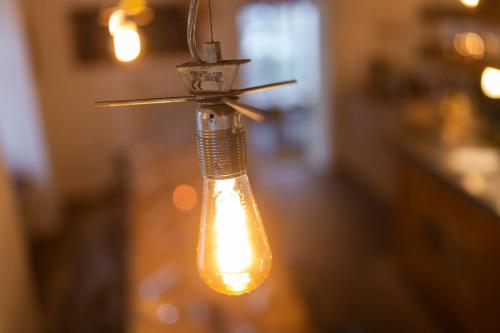a light bulb hanging from a ceiling at Le Rive Sud in Estavayer-le-Lac