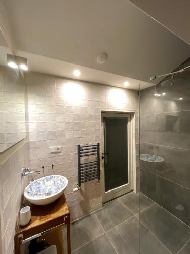a bathroom with a sink and a shower at Uilengeluk in Veere